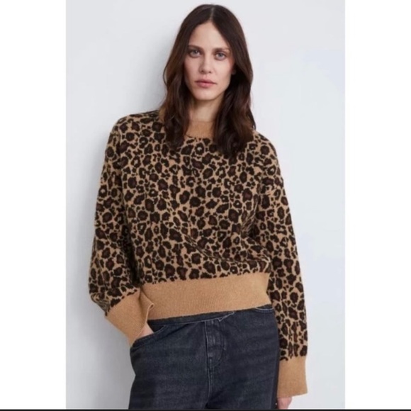 Zara New Without Tags Animal Print Oversized Sweater. Size Medium. - Picture 1 of 5
